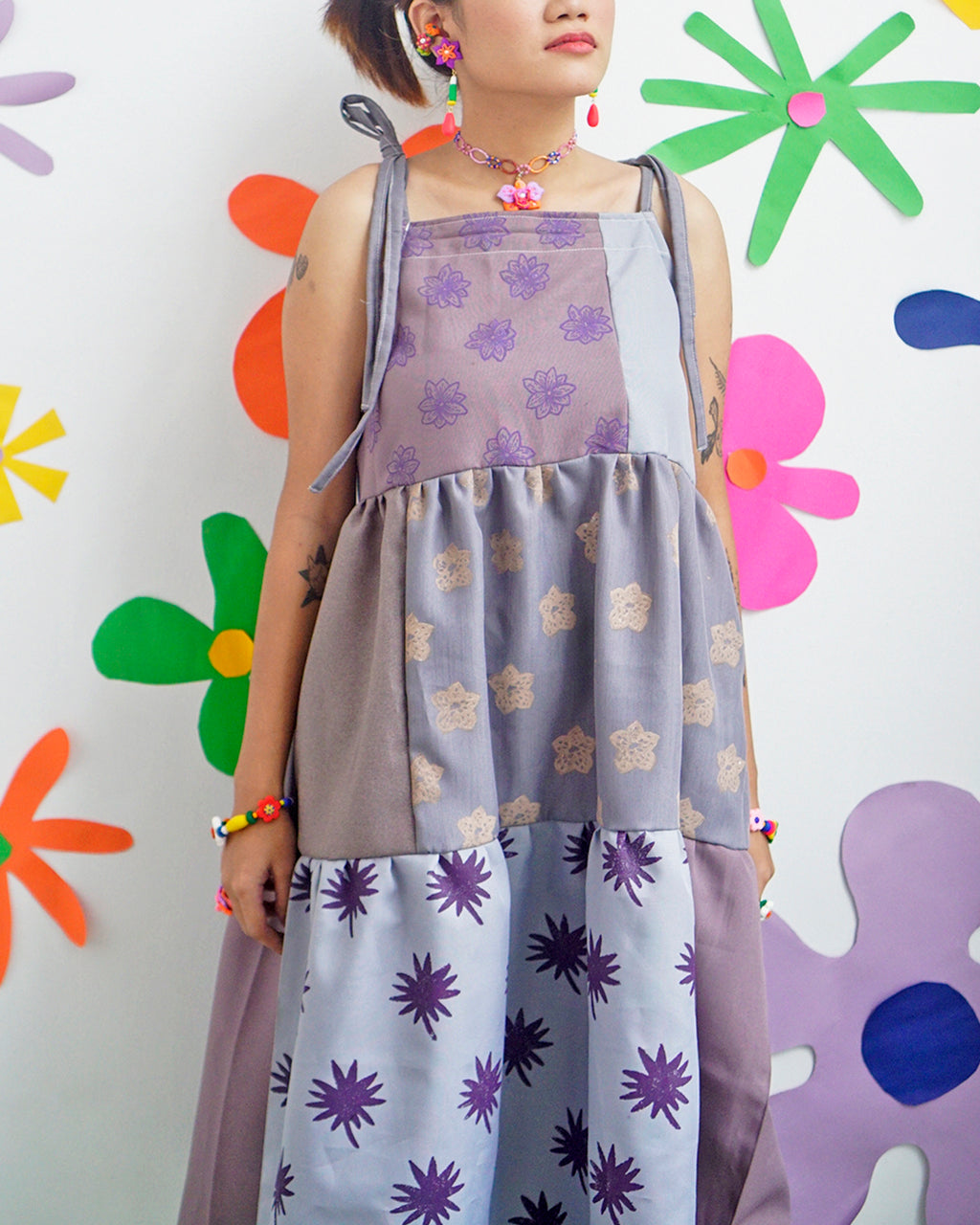 Patch Dress in Tropical Ube